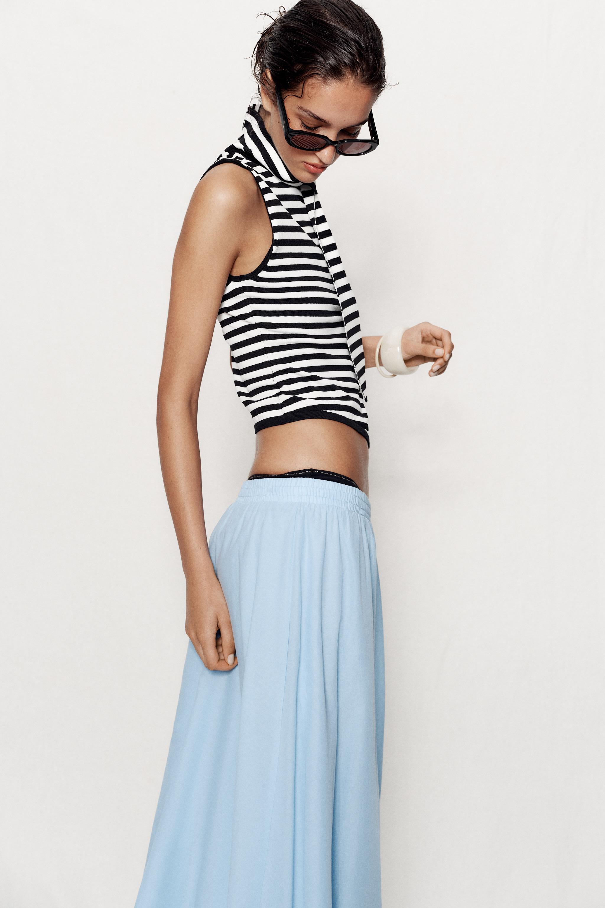 STRIPED KNIT TIE TOP
